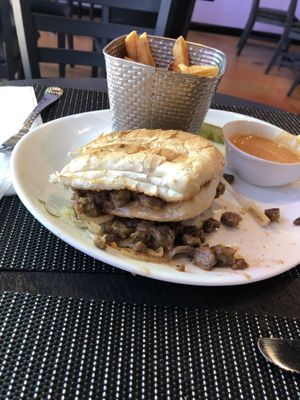 Pub sandwich. It’s 1/2 gone because I couldn’t stop myself to take the pic :) at Tiger Lily Cafe in Chesterton