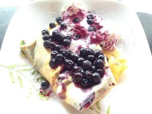 blueberry crepe at Tiger Lily Cafe in Chesterton