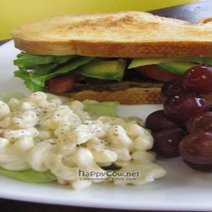 BLT w/avocado made with Upton's Natural Seitan Bacon at Tiger Lily Cafe in Chesterton