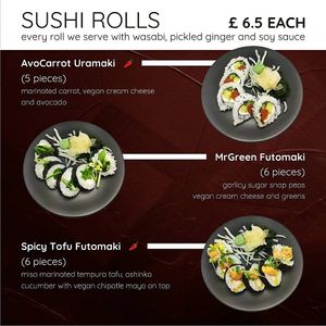 Menu April 3 at Chunky Cat SUSHI in Edinburgh