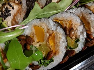 Seasonal roll- tempura pumpkin futomaki at Chunky Cat SUSHI in Edinburgh