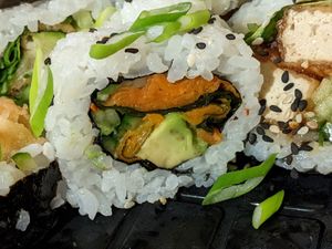 Avocado carrot uramaki with no cream cheeze at Chunky Cat SUSHI in Edinburgh