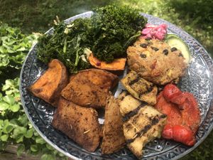 The herbed potato wedges were incredible. Loved the sweet & savory salad. Everything was awesome  at iNatural Eats in Smyrna