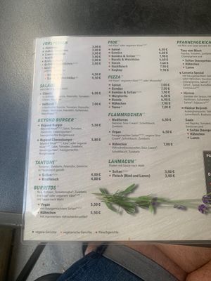 Speisekarte  at Lavanta in Hannover
