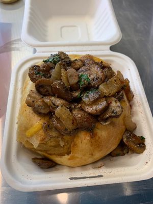Knish with mushrooms  at Sweet Lorraine's Latkes & More - Food Cart in Portland
