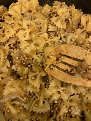 Kasha Varnishkes  at Sweet Lorraine's Latkes & More - Food Cart in Portland