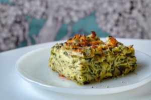 Kugel (contains gluten and dairy) at Sweet Lorraine's Latkes & More - Food Cart in Portland