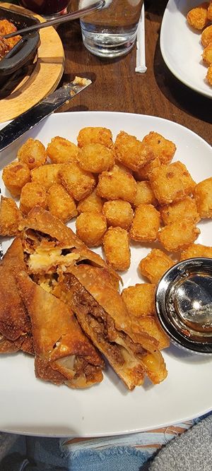 Chezze steak eggrolls with Tots at Bar Vegan ATL in Atlanta