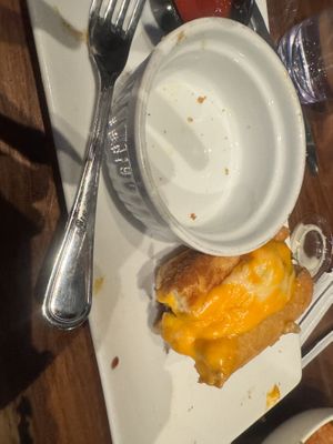 Philly cheesesteak and what was a bowl of crispy tots  at Bar Vegan ATL in Atlanta