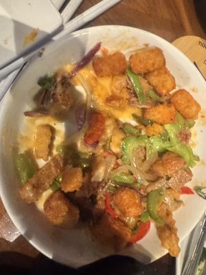 Loaded fries but we added our tots just for fun  at Bar Vegan ATL in Atlanta