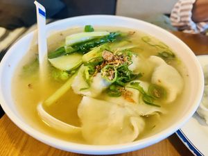 Dumpling noodle soup vegan with wheat noodles   at My House Dumpling in Leederville
