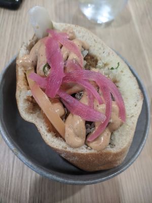 Spicy falafel pita. Tasty but very small (3 falafels?) at Smithburg in South Melbourne