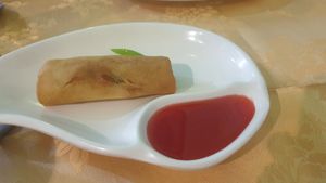 Vegan Spring rolls (there were 2)! at Emperor Palace in Frankston
