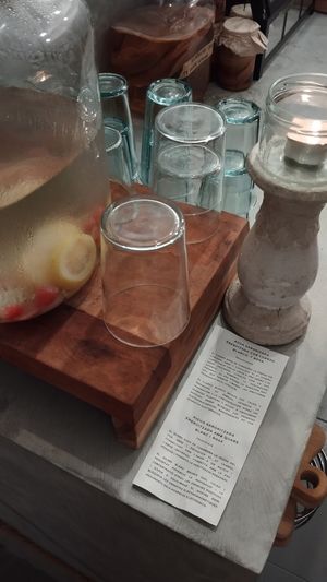Complimentary water with quartz & fruits at Herbivore Plant Based & Fermented Food in Reus