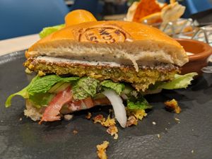 Best falafel burger in dubai at Just Vegan - Jumeriah in Dubai