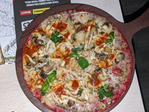 Pizza Al Funghi 🍕 at Just Vegan - Jumeriah in Dubai