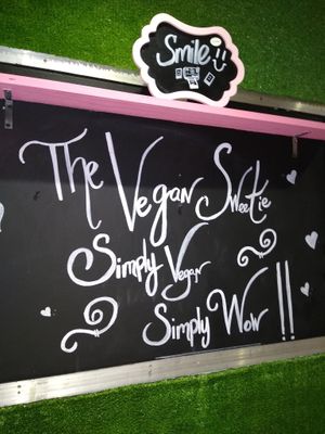 Sign in the shop at The Vegan Sweetie in Atlanta