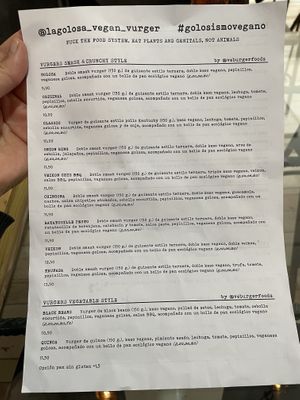 New menu  at La Golosa Vegan Vurger in Barcelona
