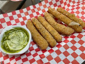 Mozza fingers  at La Golosa Vegan Vurger in Barcelona