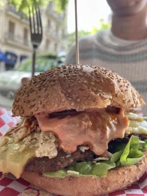 Nachos burger  at La Golosa Vegan Vurger in Barcelona