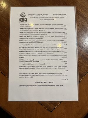 Carta Marzo 2023 (1/2)  at La Golosa Vegan Vurger in Barcelona