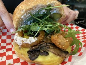 Shrooms burger  at La Golosa Vegan Vurger in Barcelona