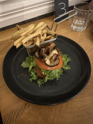 Vegan burger, added mushrooms and artichoke hearts   at TORGIÐ in Siglufjoerdjur
