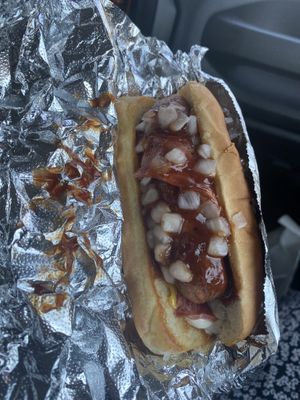 This is their Bak’n wrap dog! Delicious  at Veg & Go Plant Based in Riverside