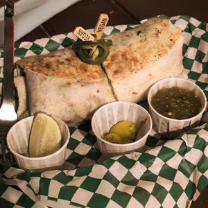 Some kind of burrito at Veg & Go Plant Based in Riverside