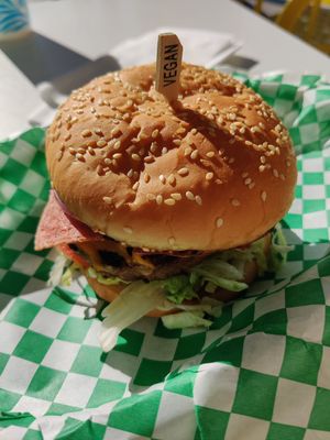 Baking burger #Veganuary at Veg & Go Plant Based in Riverside