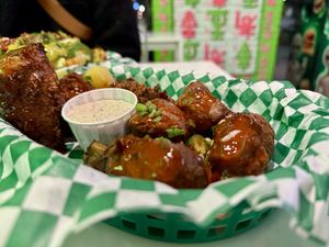 Mango habanero wingz and Buffalo wingz  at Veg & Go Plant Based in Riverside