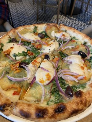 Potato and cheese pizza #Veganuary at PLANTA in West Palm Beach