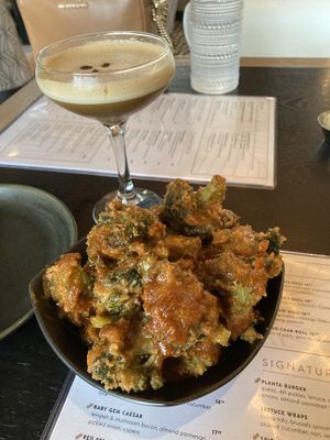 Bang bang broccoli, espresso martini   at PLANTA in West Palm Beach