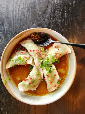 Edamame pot stickers. at PLANTA in West Palm Beach