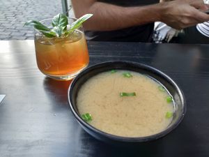 Miso soup and a delectable cocktail at Kini in Hamburg