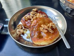 Try the cinnamon and walnut Korean pancakes for dessert! at Kini in Hamburg