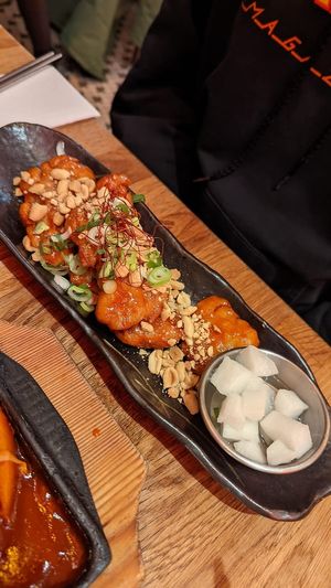 Fried vegan Chicken with sweet and sour sauce at Kini in Hamburg