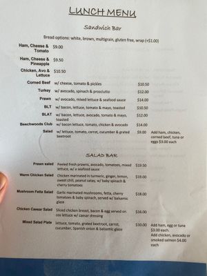 Menu 11 Dec 2021 at Beechwoods Milk Bar in Mossman