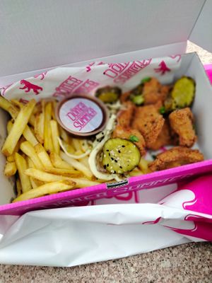 Fried chick'n combo with korean bbq dip at Döner Summer in Hull