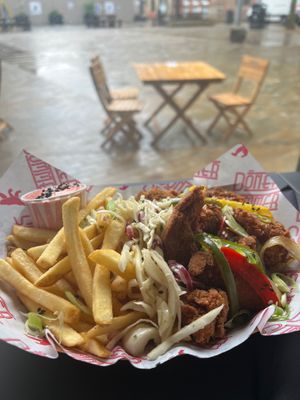 Salt and paper chicken with fries and garlic alioli at Döner Summer in Hull