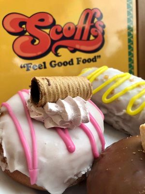 Mega donuts. Crazy selection each day at Scoff's in Horsforth