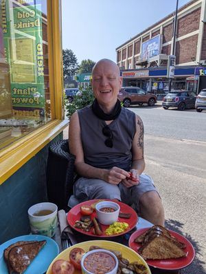Happy with a smaller vegan breakfast at Scoff's in Horsforth