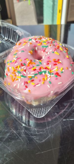 Doughnut pink at Scoff's in Horsforth