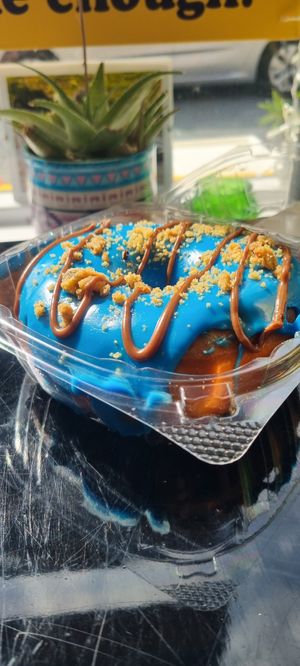 Doughnut blue at Scoff's in Horsforth