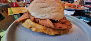 Bacon and chickpea omelette muffin at Scoff's in Horsforth