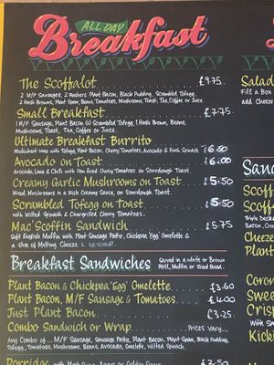 Just part of the extensive menu  at Scoff's in Horsforth