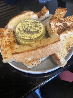 Vegan “dippy egg” and toast dunkers  at Scoff's in Horsforth