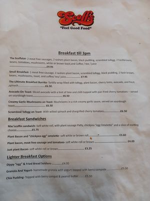 Menu 9/11/23 at Scoff's in Horsforth