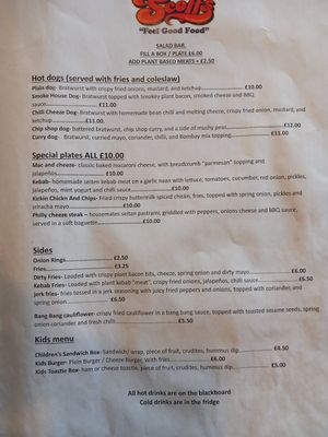 Menu 9/11/23 at Scoff's in Horsforth
