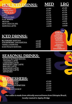 Jan 26 Drinks menu at Scoff's in Horsforth